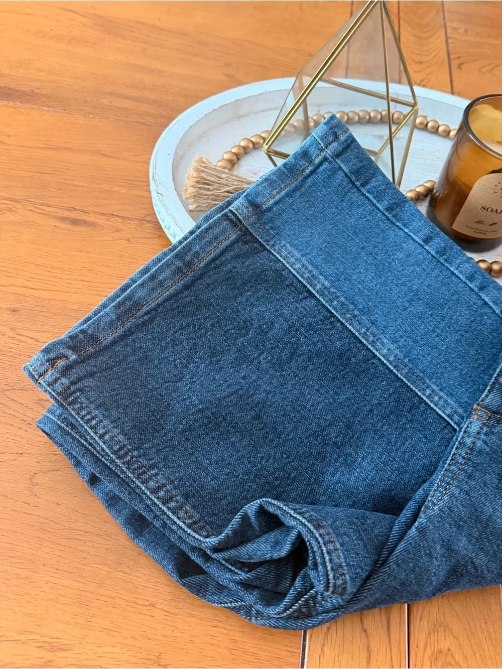 Chelsea And Violet Two Tone Dark Medium Wash Baggy Wide Leg Denim Jeans Size 6